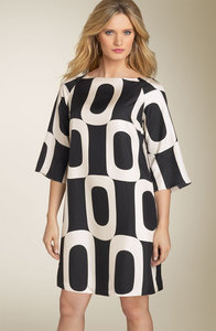 Maggy London Print Silk Twill Shift Dress