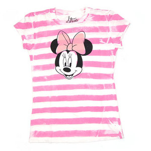 Disney - Women's Minnie Striper Tee (Pink/Wht)