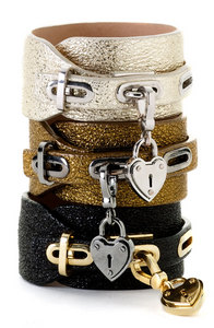 Juicy Couture Heart Padlock Leather Cuff Bracelet