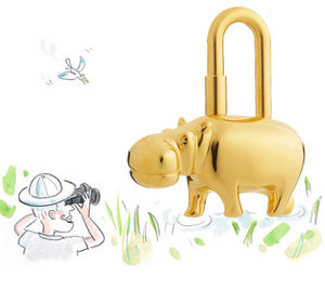 ERMES Hippopotamus lock, gold plated