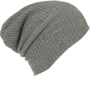 GREY OVERSIZED WAFFLE BEANIE