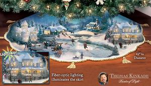 Thomas Kinkade Holidays To Remember Illuminated Tree Skirt: Christmas Tree Decor