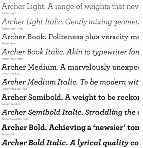 Archer font 10 styles