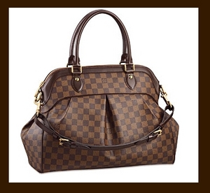 LOUIS VUITTON "Tate PM" Damier Ebony Canvas Handbag