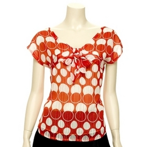 Dot Print Chiffon Blouse (Red)