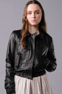 black leather jacket