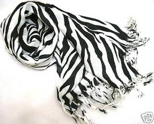 Tiger Print Pashmina/Shawl/Scarf = White