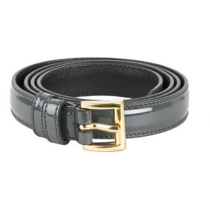 Prada Women's Dark Grey Patent Leather Skinny Belt