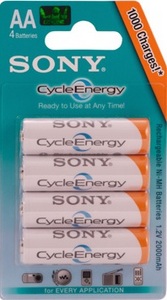 Аккумуляторы Sony 2000 mAh size AA с низким саморазрядом 4 шт.