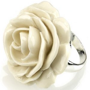 Accessorize White Carved Flower Ring