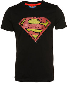 BLACK SUPERMAN CREW NECK TEE