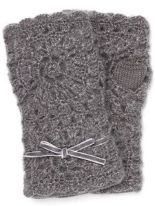 Crochet Lurex Flower Cut Off Gloves