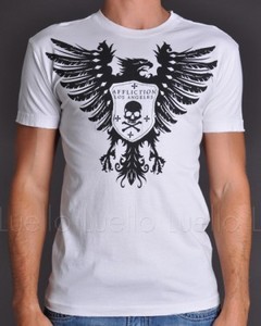 AFFLICTION MENS BLACKBIRD WHITE T-SHIRT size s-xs