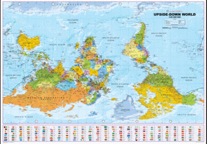 Перевернутая карта мира на стену