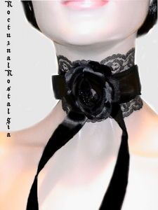 gothic & lolita victorian blackrose choker #BSE