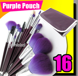 PURPLE 16-PCS MAKEUP MAKE UP BRUSH SET + POUCH BRU10-03