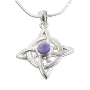 Wheel of Being Celtic Knot Northstar and Genuine Amethyst Sterling Silver Pendant 18" Necklace