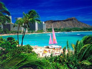 Сёрфинг на Гавайских островах Waikiki, Oahu, Hawaii