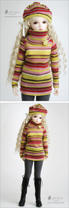 JID_girl Turtleneck Long knit+hat(yellow)