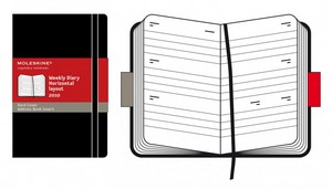 12 months - Weekly Planner Horizontal - Black hard cover - Pocket