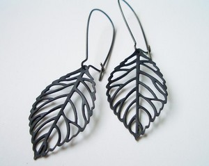 black leaf earrings