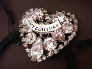 Juicy Couture Crystal Heart Charm Pony Tails Hair Tie