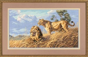 Набор для вышивания Gold Collection "African Lions"