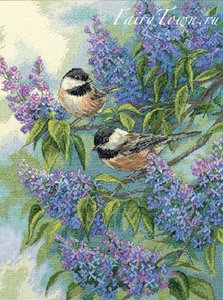 Dimensions 35258 Chickadees and Lilacs (Синицы и сирень)