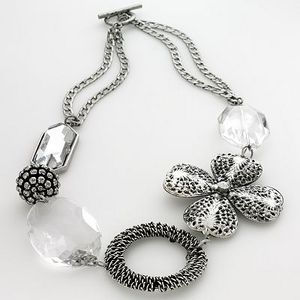 Simply Vera Vera Wang Silver-Tone Beaded Floral Necklace