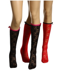 Betsey Johnson Love Lace Knee Sock