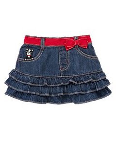 Puppy Tiered Ruffle Denim Skirt