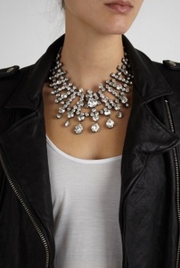 Kenneth Jay Lane Crystal & Jet Bib Necklace