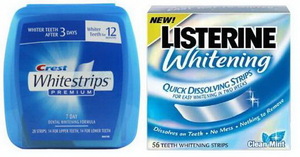 отбеливающие полоски Listerine или Crest