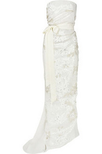 Lanvin Strapless silk-gazar beaded gown