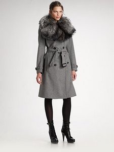 Fur-collar coat