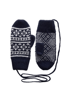 Wool Fairisle Mitten With Detachable String