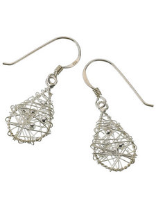 925 Silver Mini Wire wrapped Teardrop Earrings