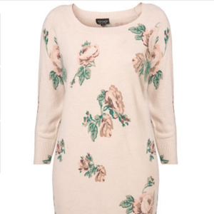 knitted flower longline angora mix jumper