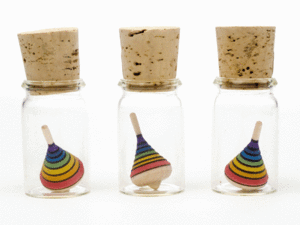 Miniature Wooden Spinning Top - Rainbow