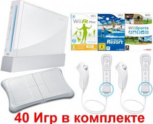 Nintendo Wii Sports Pack Rus + Wii Fit Plus + Wii Sports Resort + Wii Motion Plus + Комплект для 2 игрока + Комплект игра Wii Fi