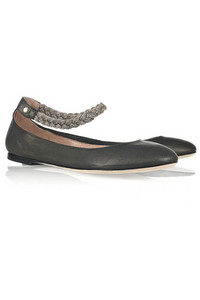 Chlo&#233;   Braided-strap leather ballerina flats  $490