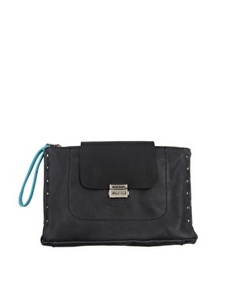 Diesel Black Gold Leather Clutch Bag