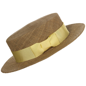 Traditional Yellow Banded Straw Boater Hat