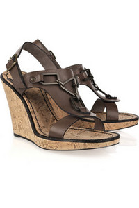 SEE BY CHLO&#201; Chain-detailed leather and cork wedges