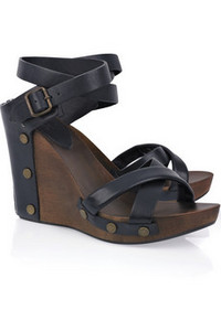 SEE BY CHLO&#201; Leather and wood wedge sandals