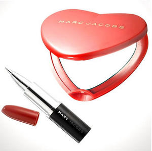 Marc Jacobs Red Heart Compact Mirror / Lipstick Pen Set