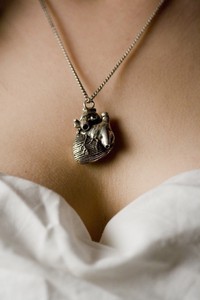 Anatomical Heart in Antique Silver on an 36" Chain