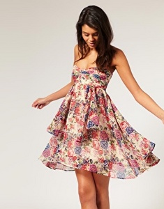 ASOS Floral Chiffon Layered Bandeau Dress