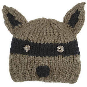 khaki racoon beanie hat with ears