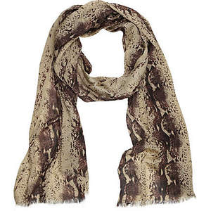 Beige Snake Print Pashmina Scarf